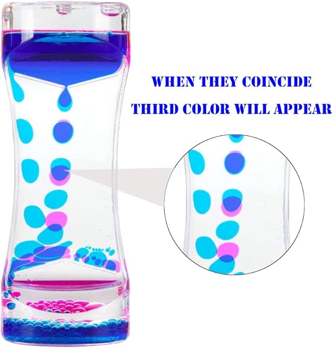 Oneshow Liquid Motion Bubbler Timer Colorful Oil Hourglass Liquid Sensory Toys Activity Fidget Toy Calm Stress Relief Desk Toys Desk Decor for Adults and Teenager Fidget Water Timers 3 Pack