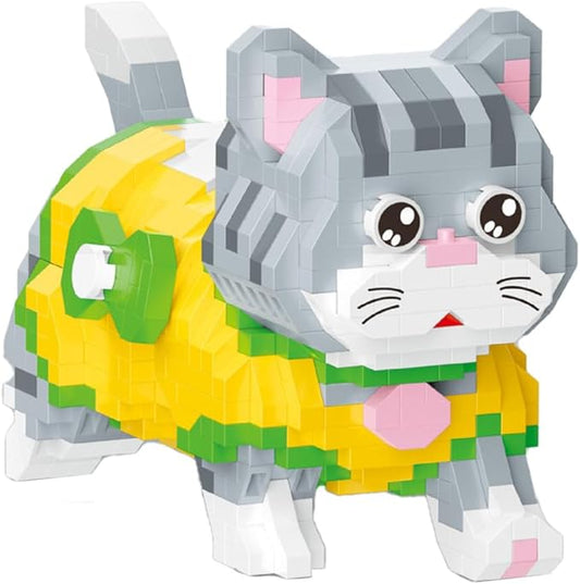 Cute Animal Building Blocks, Pet Micro Mini Building Blocks for Adults and Kids Age 6+ Gift Toy 835 Pcs (Yellow Cat)