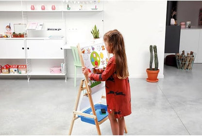 Adjustable Wooden Easel by Scratch Europe – 2-in-1 Chalkboard and Dry Erase Magnet Set for Kids – Paint, Color and Draw – Encourages Imaginative and Developmental Play – Engaging Learning – Ages 3+