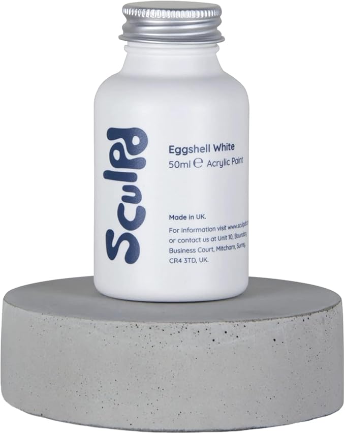 Sculpd Eggshell White Thick Acrylic Paint White Base Coat - Non Toxic Paint for Wood, Air Dry Clay, Pottery, Canvas, Hobby, Craft, Fabric, Rocks - Waterproof Professional Grade Acrylic Paint, 70ml