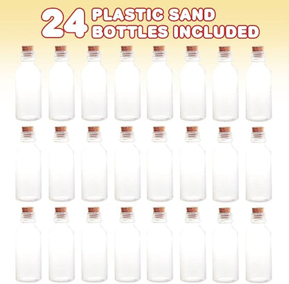 ArtCreativity Plastic Sand Art Bottles with Corks - Pack of 24-2oz Clear Containers for Sand Art, Message in a Bottle, Wedding Invitations, Fun Arts and Crafts Supplies for Kids - Sand not Included…