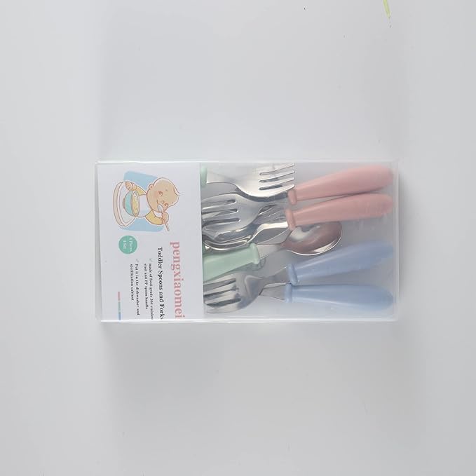 8 Pieces Toddler Utensils, Stainless Steel Toddler Spoons and Forks Kids Silverware Toddler Silverware Set for Safe Dining Baby Utensils (4 Set)