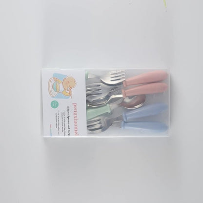 8 Pieces Toddler Utensils, Stainless Steel Toddler Spoons and Forks Kids Silverware Toddler Silverware Set for Safe Dining Baby Utensils (4 Set)
