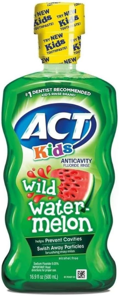Aact Kids Anticavity Mouthwash Variety Pack, Watermelon, Pineapple, Bubble Gum (50.70 FL Oz (Pack of 3))