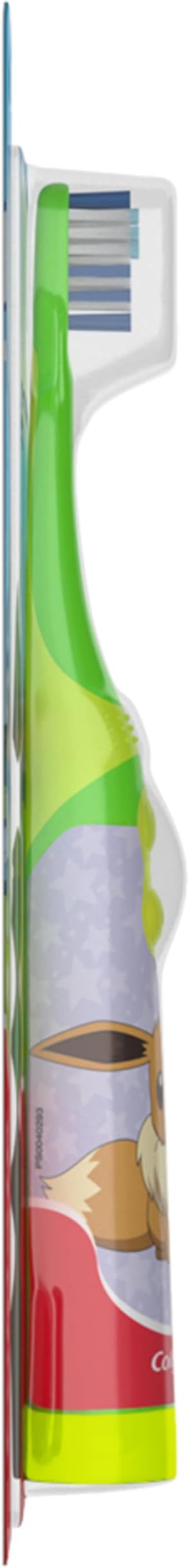 Colgate Kids Battery Powered Toothbrush, Kids Battery Toothbrush with Included AA Battery, Extra Soft Bristles, Flat-Laying Handle to Prevent Rolling, Pokemon Toothbrush, 1 Pack (Style May Vary)