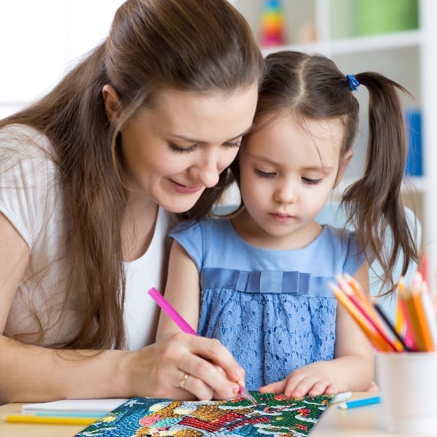 ajepon 4 Packs Christmas Diamond Art Kits for Kids Beginners-Cute Animals Diamond Painting Kits Without Frame,Cartoon Animal Diamond Painting Kits Full Drill Gem Art for Home Decor 6x6inch