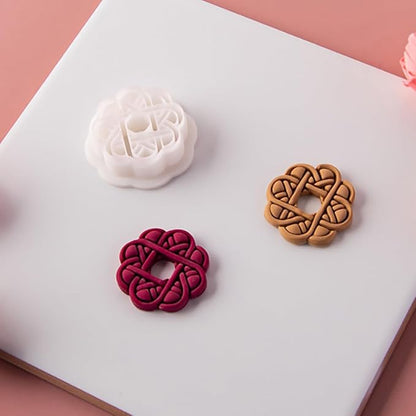 6 Pcs Chinese Style Polymer Clay Cutters,Retro Boho Flower Texture Polymer Clay Earrings Polymer Clay Molds Vintage Geometry Line Clay Earring Cutters for DIY Craft Jewelry Clay Earring Making Kit