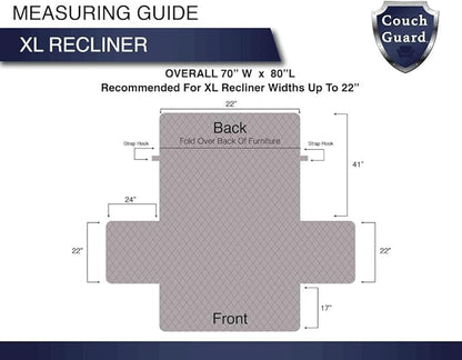 XL Recliner/Chair Cover - Shield & Protects from Pets, Kids, Stains - Reversible, Easy Wash & Dry - Taupe & Beige - 70”W x 80”L