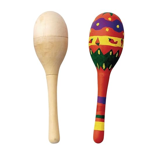 Colorations Wooden Maracas Craft Kit for Kids, Pack of 12, Craft Kit for Children, Kids Maracas Craft, Fun Craft Project for Kids, Decorate Your Own Maracas