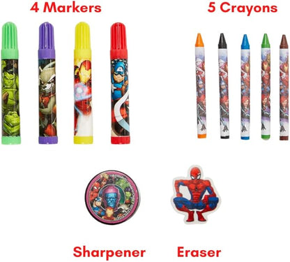 Innovative Designs Marvel Avengers Coloring Art and Sticker Set for Boys and Girls, 30 Pcs.