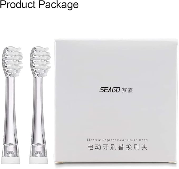 SEAGO Toothbrush Replacement Heads - SG977 SG513 - SEAGO Kids Toothbrushes Heads for Toddlers - Compatible with SEAGO Electric Toothbrushes Kids (White, 4-Pack) (White, 1 Count (Pack of 4))