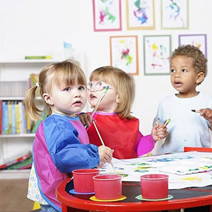 Kids Art Smocks, Painting Apron Artist Smock with Sleeve and 3 Pockets 2 Pack Black/White Set