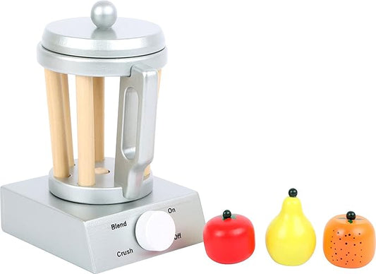 Small Foot Wooden Toys Wooden Blender Set Includes Fruit for Play Kitchens Designed for Children Ages 3+, Multi (10596)