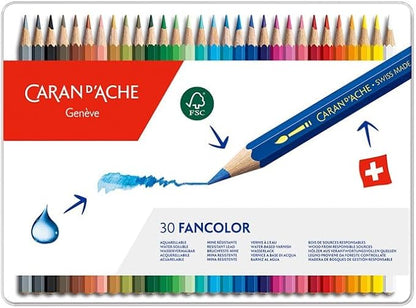 Caran d'Ache Fancolor Color Pencils, 30 Colors