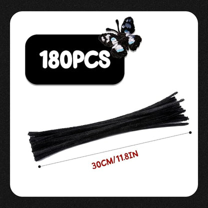 180 Pcs Pipe Cleaners Chenille Stem, Black Pipe Cleaners, 11.8inch Pipe Cleaner for Hair Locs, Long Craft Pipe Cleaner Chenille Stems for DIY Art Crafts Decorations Supplies