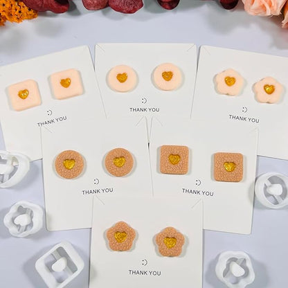 Xaekicr Heart Center Polymer Clay Cutters – 5 Shapes Clay Earring Cutters Set for DIY Jewelry – Polymer Clay Tools for Earrings & Crafts – Cute Clay Cutter Set for Valentine & Gift Projects