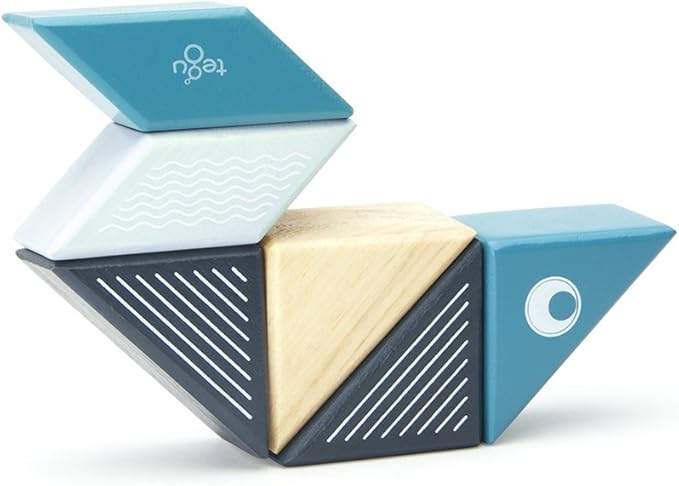 6 Piece Tegu Travel Pal Magnetic Wooden Block Set, Whale
