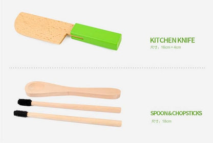 DANNI Children Wood Pretend Play Food Kitchen Toys Baby Simulation Chinese Finished Restaurant Casserole Vegetable Hot Pot Food Toy