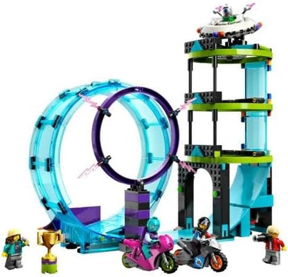 LEGO City Stuntz Ultimate Stunt Riders Challenge 60361, 3in1 Stunts for 1 or 2 Player Action, with 2 Flywheel-Powered Toy Motorcycles for Kids, 2023 Set