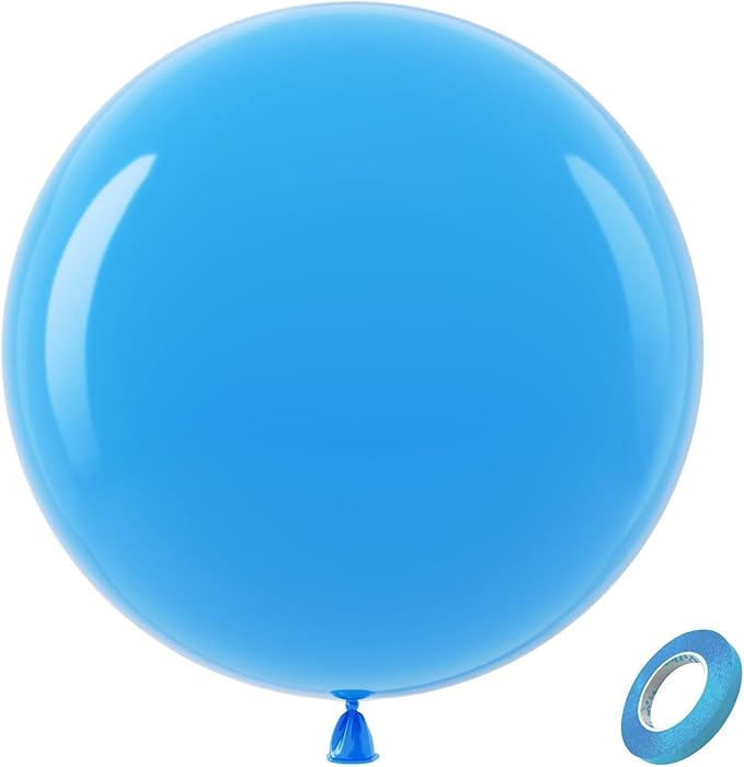 Bezente Blue Giant Balloons 36 Inch - 8 Pack Jumbo Blue Balloons Large Round Light Blue Latex Balloons for Birthday Wedding Bridal Shower Gender Reveal Party Decorations