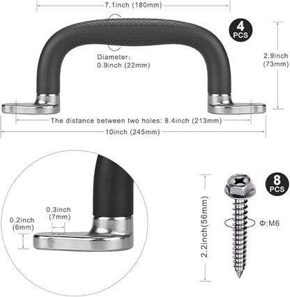 SELEWARE Black Playground Safety Handles, Non-Slip Kids Playground Grab Handle, Durable Indoor Outdoor Playset Handles for Playhouse, Treehouse, Climbing Frame, Jungle Gym, Swing Set, 4 Pack