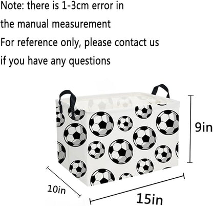 Rectangular Soccer Basket,Easter Baskets for Kids .Waterproof PE Coating Cute Bins with Handles.Boys Basket,Toys Box,Books Baskets,Gifts Box. (Soccers)