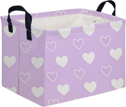 Rectangular Purple heart,Valentine's Day Gift Basket,nursery basket,Girls gift baskets,kids toy storage Bin, Love Heart Room Decor for Home,Shelf Baskets(Purple heart)