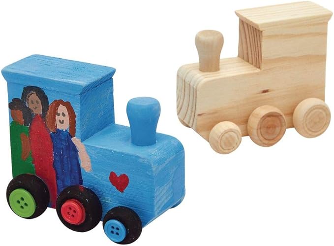 Colorations® Decorate Your Own Wooden Trains, Set of 6, Craft for Kids & Fun Home Activities, Create Unique & Personal Designs, Fun Kids Craft Project, Individually Packaged, Craft & Enjoy!