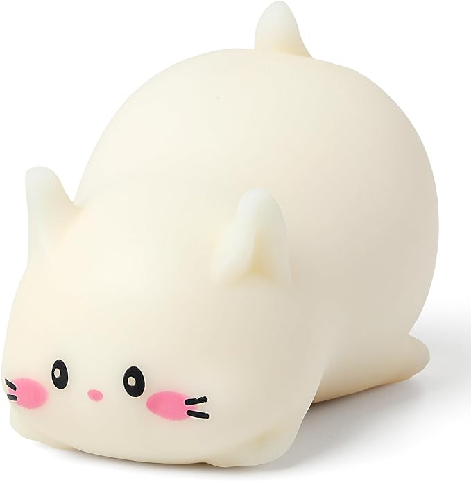 Cat Stress Balls, Cute Cat Squishy Toys for Kids and Adults, Stress Relief Sensory Toys (White), Fidget Toys Squishy Suitable Boys Girls, Animal Dough Squishies Squeeze Toys, Party Favors for Kids