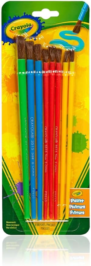 Crayola Kids Paint Brush Set (8ct), Painting Supplies for Kids, Assorted Sizes, Kids Arts & Crafts Supplies for Elementary & Preschool