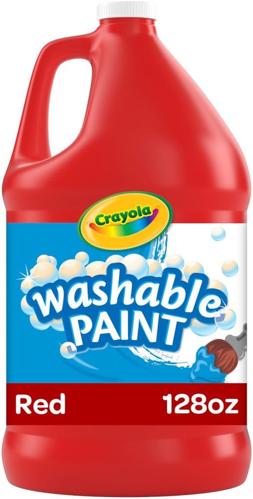 Crayola Washable Red Paint, 1 gallon Size, Painting Supplies in Bulk