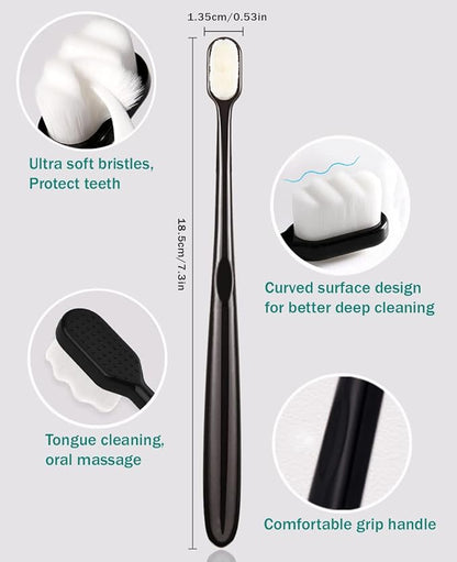 GoldDawn Extra Soft Toothbrush for Sensitive Teeth and Gums， Micro Fur Manual Toothbrush with 20000 Ultra Soft Bristle, Excellent Cleaning Effect， Perfect for Kids & Adults (6 Pack)