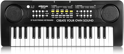 Keyboard Piano for Kids, BIGFUN 37 Keys Toddler Piano Multifunction Music Educational Instrument Toy, Electronic Kids Keyboard for 3-7 Year Old Girls and Boys (Black)