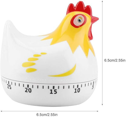 Digital Kitchen Timer Lovely Chicken Shape Mechanical Alarm Gadgets Countdown Clock Reminder Mini Cooking Timer Alarm 55 Minutes for Cooking Baking Sports Games Office(White)