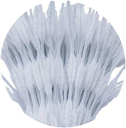 Carykon Pack of 100 Pipe Cleaners Fuzzy Bumpy Chenille Stems for Creative Handmade DIY Art Craft (White)