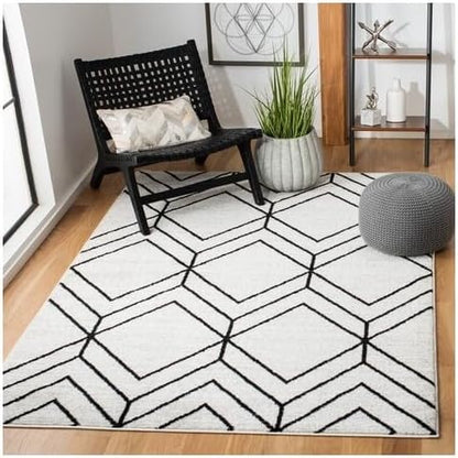 SAFAVIEH Adirondack Collection Accent Rug - 3' x 5', Light Grey & Black, Modern Geometric Design, Non-Shedding & Easy Care, Ideal for High Traffic Areas in Entryway, Living Room, Bedroom (ADR241F)