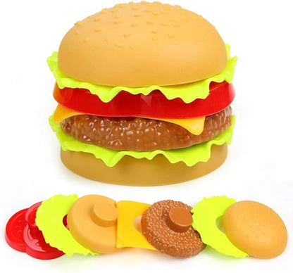 Pretend Play Fast Food Set, Play Food for Kids Kitchen - Play Kitchen Accessories - Toy Foods with Play Burger and Hot Dog Plastic Food for Pretend Play, Kids Toddler Childrens Birthday Gifts