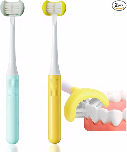 Kid Toothbrush,Soft Brush Child Toothbrush,Autism 3 Sided Toothbrush Kids,Soft and Gentle for Complete Tooth and Gum Care,Toothbrush 2 Pack(Kids Upgraded Soft Bristles)