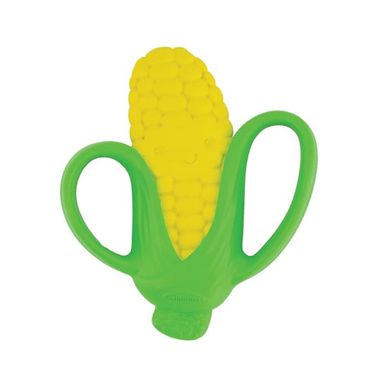 Infantino Lil' Nibbles Textured Silicone Teether - Sensory Exploration and Teething Relief with Easy to Hold Handles, Corn