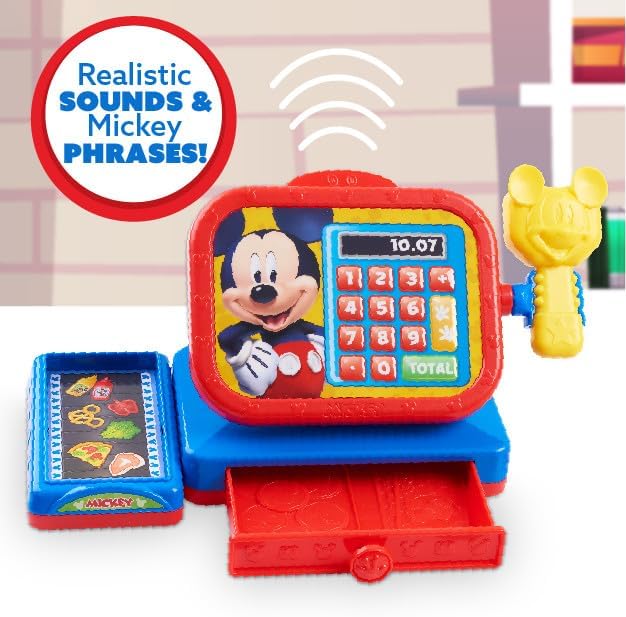 Disney Junior Mickey Mouse Realistic Sounds Toy Cash Register with Pretend Play Money, 14-pieces, Kids Toys for Ages 3 Up, Amazon Exclusive by Just Play