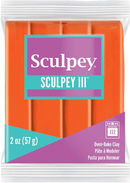 Polyform Sculpey III Polymer Oven-Bake Clay, Just Orange, Non Toxic, 2 oz. bar, Great for modeling, sculpting, holiday, DIY, mixed media and school projects.Great for kids & beginners!