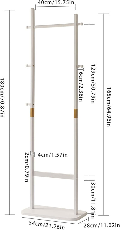 Clothing Rack for Hanging Clothes, White Freestanding Clothes Rack Heavy Duty, Small Hanging Rack Hall Tree, Very Sturdy Coat Rack Stand White USYD-201