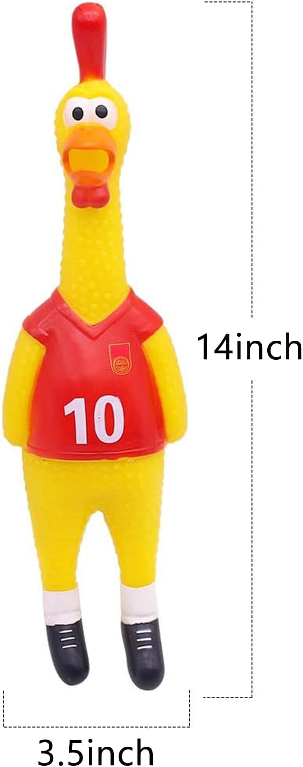 POPLAY 14inch Rubber Chicken Grade Latex Squeeze Chicken Prank Novelty Pet Toys for All Age Groups Gift for Children Family Dogs