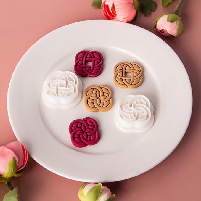 6 Pcs Chinese Style Polymer Clay Cutters,Retro Boho Flower Texture Polymer Clay Earrings Polymer Clay Molds Vintage Geometry Line Clay Earring Cutters for DIY Craft Jewelry Clay Earring Making Kit