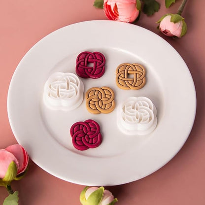 6 Pcs Chinese Style Polymer Clay Cutters,Retro Boho Flower Texture Polymer Clay Earrings Polymer Clay Molds Vintage Geometry Line Clay Earring Cutters for DIY Craft Jewelry Clay Earring Making Kit