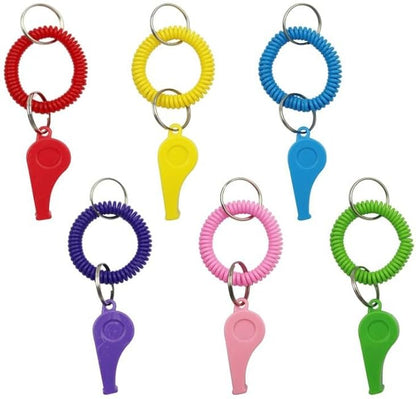 Whistle Bracelets with Keychain, Set of 24, Plastic Whistle Bracelets, Assorted Colors, for Sports Party Favors, School Sports Supplies, Great Party favor, Goody Bag Fillers