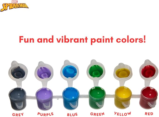 Innovative Designs Marvel Spiderman Canvas Paint Set for Kids with 3 Canvases, Acrylic Paint, Paintbrush, & Easel