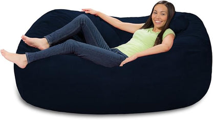 Comfy Sacks Memory Foam Bean Bag Chair, Navy Micro Suede