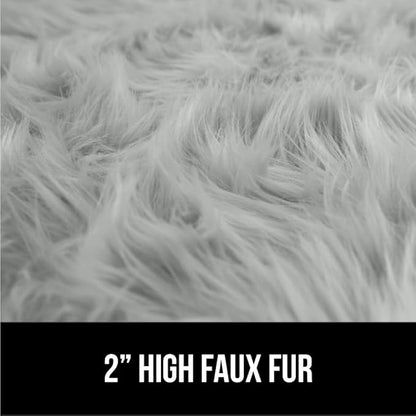 Gorilla Grip Fluffy Faux Fur Rug, 6x9, Machine Washable Soft Furry Area Rugs, Rubber Backing, Plush Floor Carpets for Baby Nursery, Bedroom, Living Room Shag Carpet, Luxury Home Decor, Light Gray