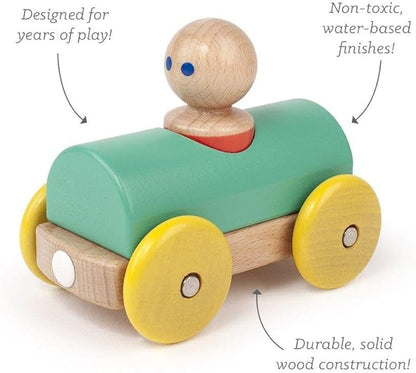 3 Piece Tegu Magnetic Racer Building Block Set, Teal Big Top